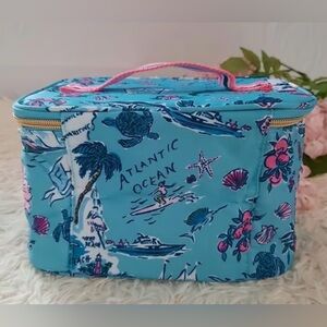 Lily Blue Floral Travel Cosmetic Bag